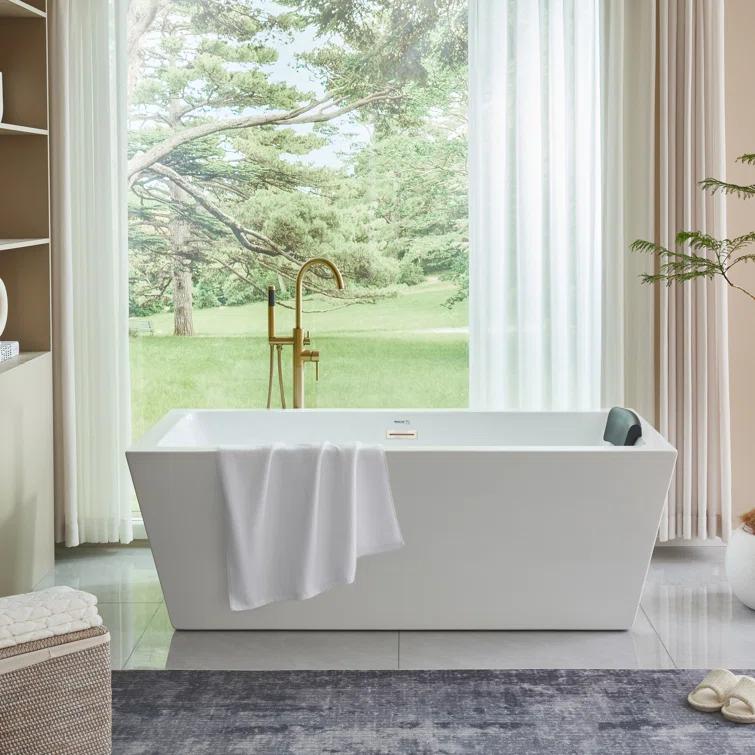 Elena 59" x 30" Freestanding Soaking Acrylic Bathtub