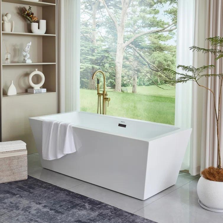 Elena 59" x 30" Freestanding Soaking Acrylic Bathtub