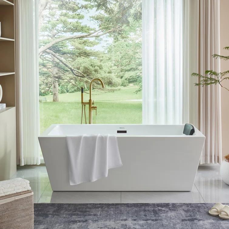 Elena 59" x 30" Freestanding Soaking Acrylic Bathtub