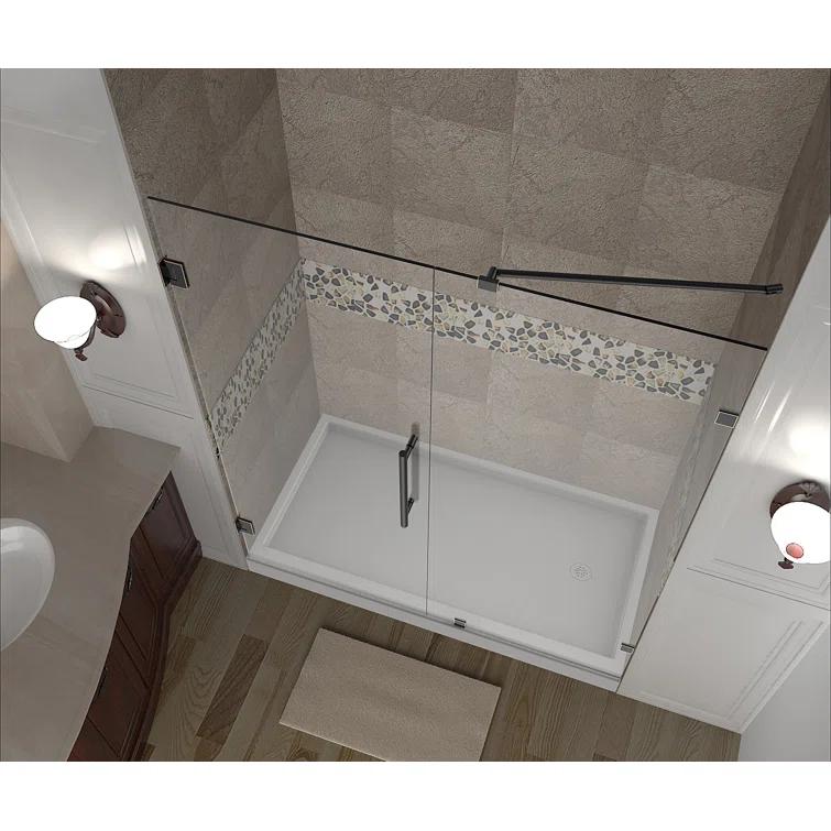 Nautis 72" H Hinged Frameless Shower Door
