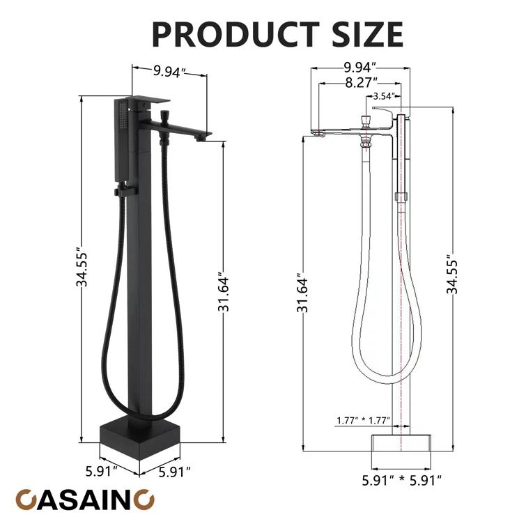 Single Handle Free Standing Bathtub Faucet with Diverter and Handshower