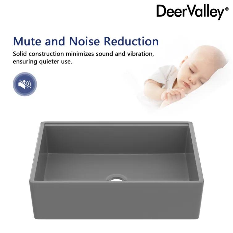 33"L x 20"W Farmhouse Kitchen Sink Deep Single Bowl Fireclay Workstation Sink with Cutting Board and Dish Drying Rack