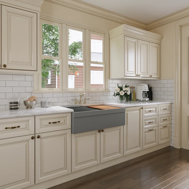 33" L X 20" W White Fireclay Double Bowl Workstation Farmhouse Kitchen Sink with Cutting Board And Dish-Drying Rack