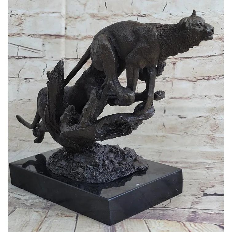 Bungalow Rose Henry Moore Cougar Jaguar Puma Wild Life Bronze Sculpture Statue Figurine Figure