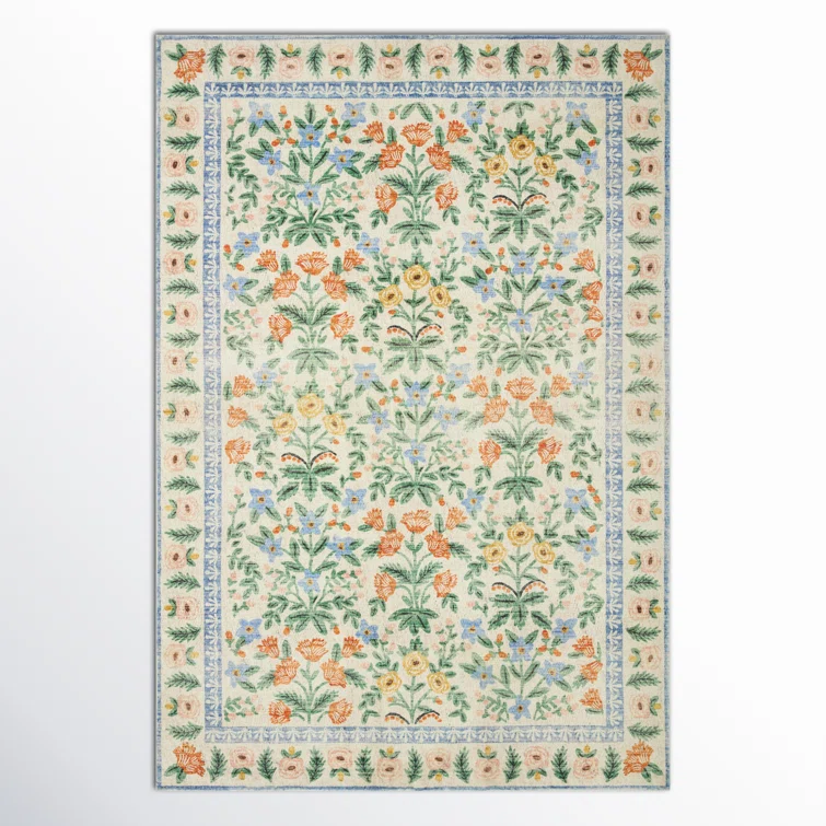 Rifle Paper Co. x Loloi Eden Mughal Garden Cream Rug feat CloudPile