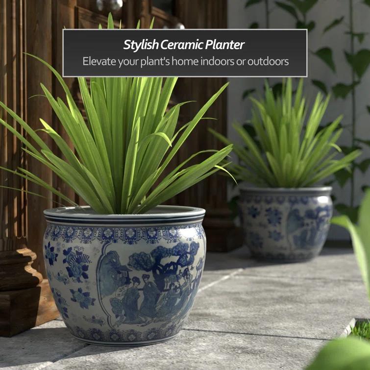 Large Blue and White Chinese Porcelain Pot Planter