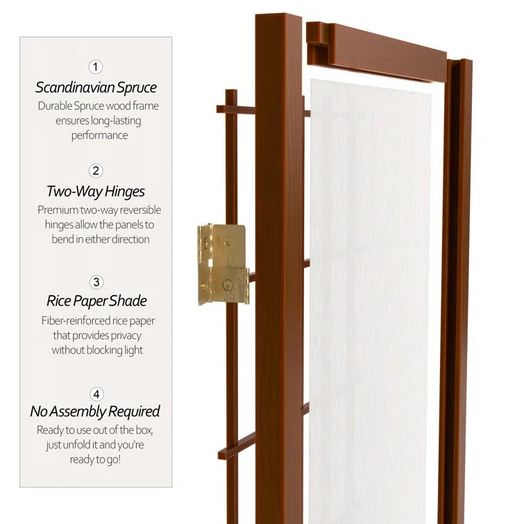 Oriental Furniture 2 ft. Tall Desktop Window Pane Screen - Walnut - 3 Panel