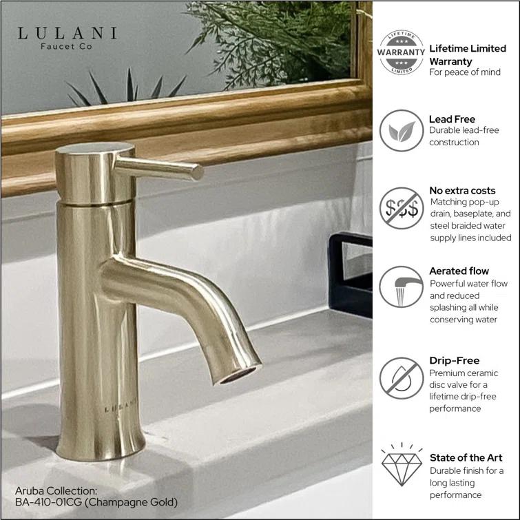Lulani Aruba Single Hole Bathroom Faucet with Drain Assembly