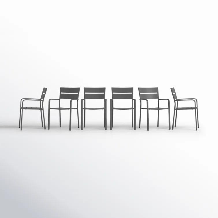 Bette Powder Coated Aluminum Outdoor Stacking Dining Armchair