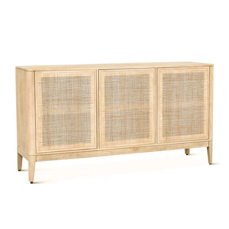 Calabasas 64" Beige Mango Wood Sideboard with Cane Accents