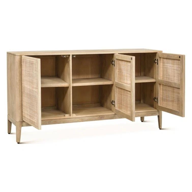 Calabasas 64" Beige Mango Wood Sideboard with Cane Accents