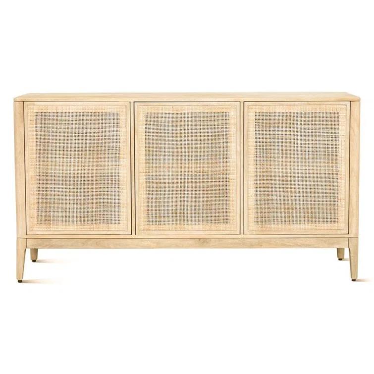 Calabasas 64" Beige Mango Wood Sideboard with Cane Accents