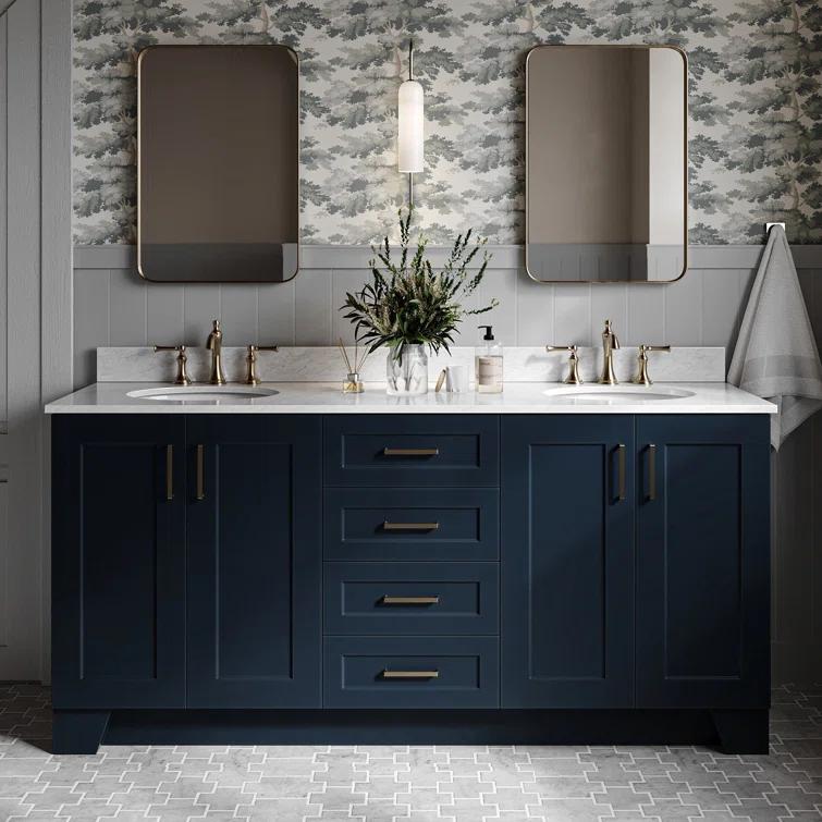 ARIEL Monrow 73 Double Sink Bathroom Vanity with Italian Carrara Marble Top