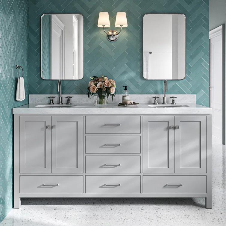 Cambridge 72'' Double Bathroom Vanity with Carrara Marble Top