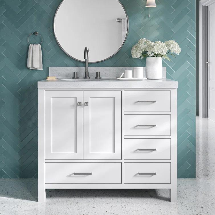Cambridge 42'' Single Bathroom Vanity with Carrara Marble Top