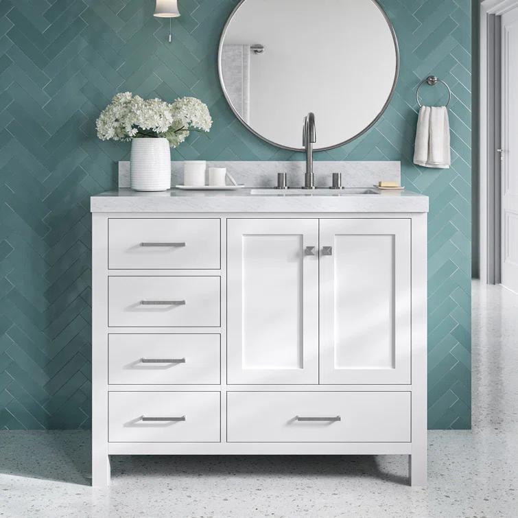 Cambridge 42'' Single Bathroom Vanity with Carrara Marble Top