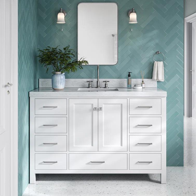 Cambridge 54'' Single Bathroom Vanity with Carrara Marble Top