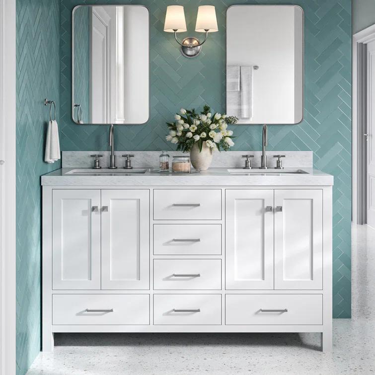 Cambridge Double Bathroom Vanity with Carrara Marble Top