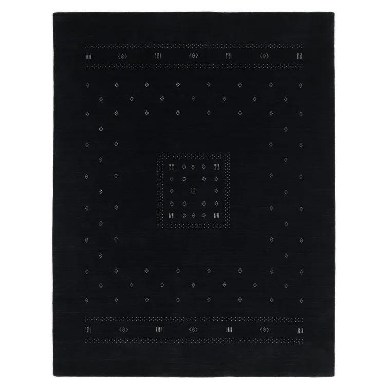 Veruca Hand-Knotted Black Wool Geometric 10' x 14' Area Rug