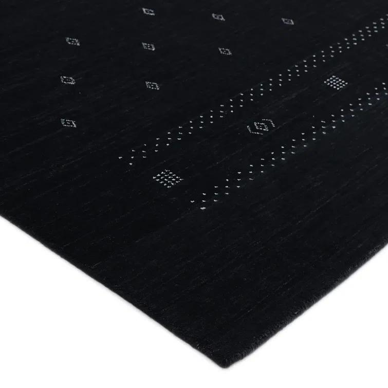 Veruca Hand-Knotted Black Wool Geometric 10' x 14' Area Rug