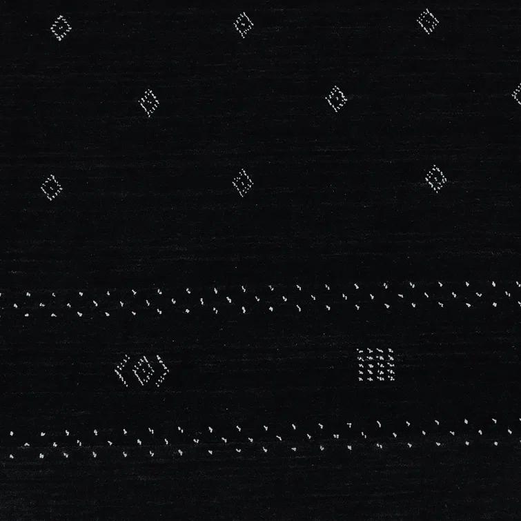 Veruca Hand-Knotted Black Wool Geometric 10' x 14' Area Rug