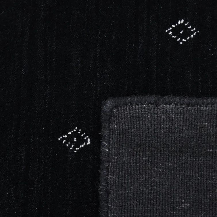 Veruca Hand-Knotted Black Wool Geometric 10' x 14' Area Rug