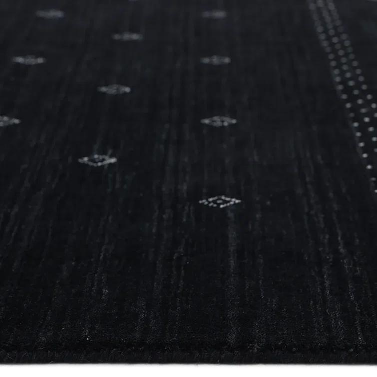 Veruca Hand-Knotted Black Wool Geometric 10' x 14' Area Rug