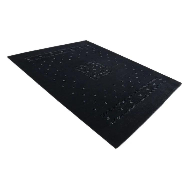 Veruca Hand-Knotted Black Wool Geometric 10' x 14' Area Rug