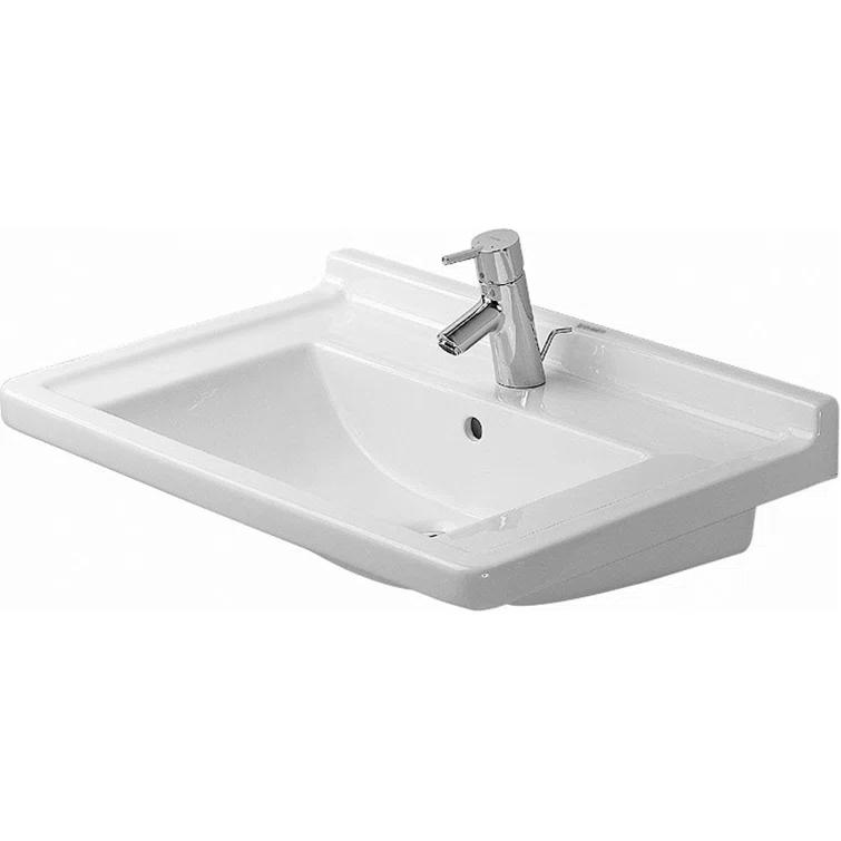 Duravit 0304700000 Starck 3 Ceramic 28" Wall Mount Bathroom Sink with Overflow