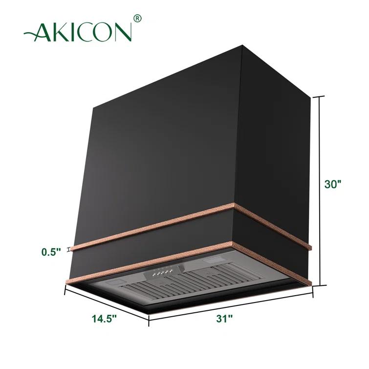 Akicon Akicon 30" Stainless Steel 600 CFM Ducted (Vented) Wall Mounted Required Range Hood