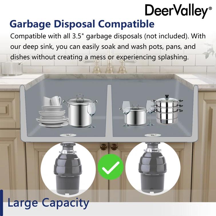 33" L X 20" W White Fireclay Double Bowl Workstation Farmhouse Kitchen Sink with Cutting Board And Dish-Drying Rack