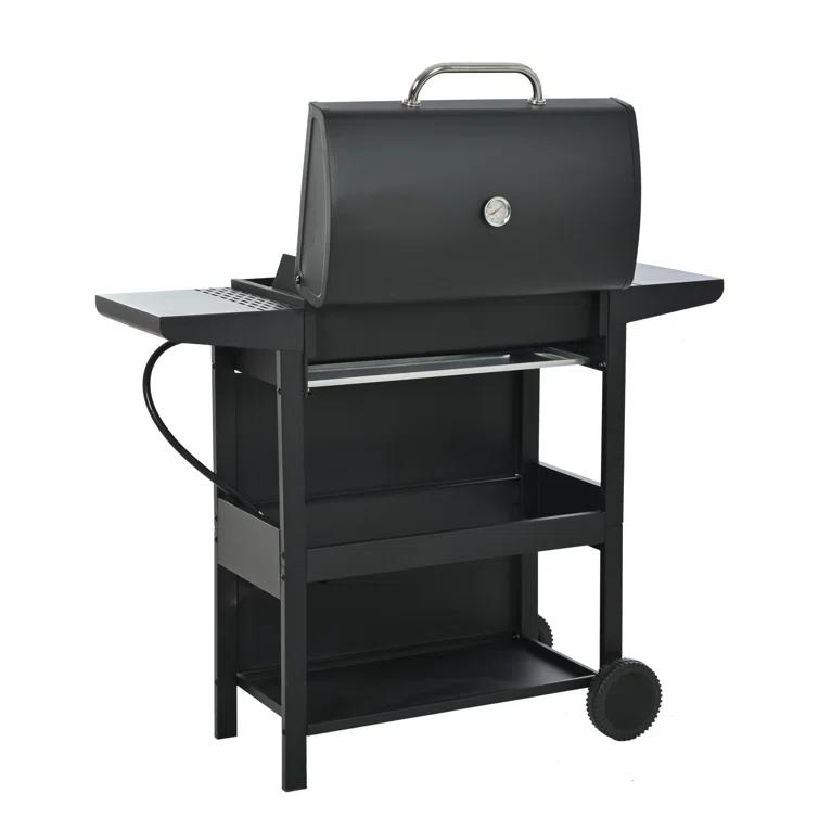 Propane Gas Grill 4 Burner Barbecue Grill, Stainless Steel 34,000 BTU Patio Garden Barbecue Grill With Two Shelves, Lid, Wheels And Bottle Opener
