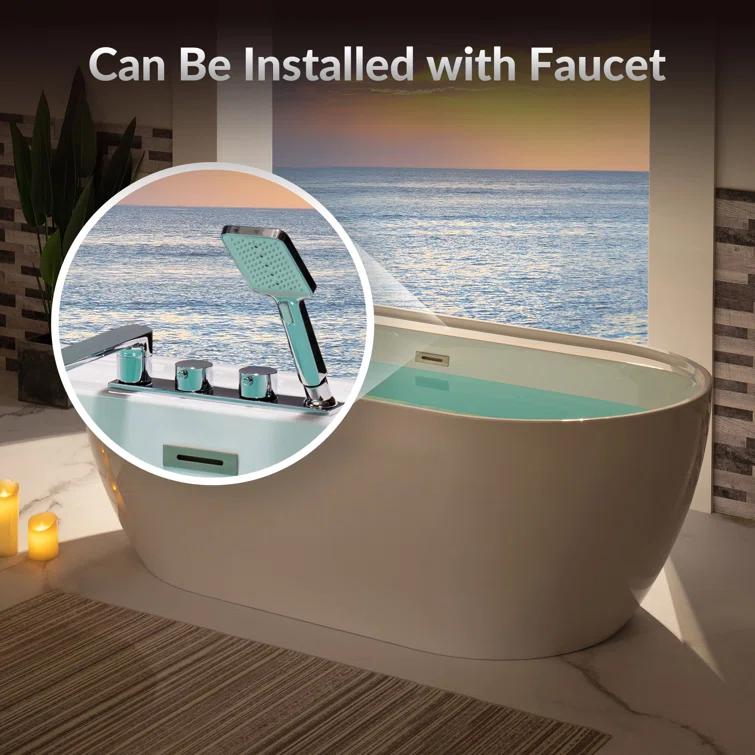 67" x 31.5" Freestanding Soaking Acrylic Bathtub