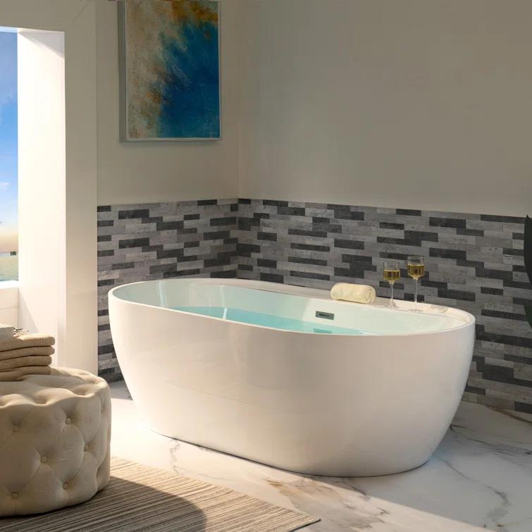 67" x 31.5" Freestanding Soaking Acrylic Bathtub