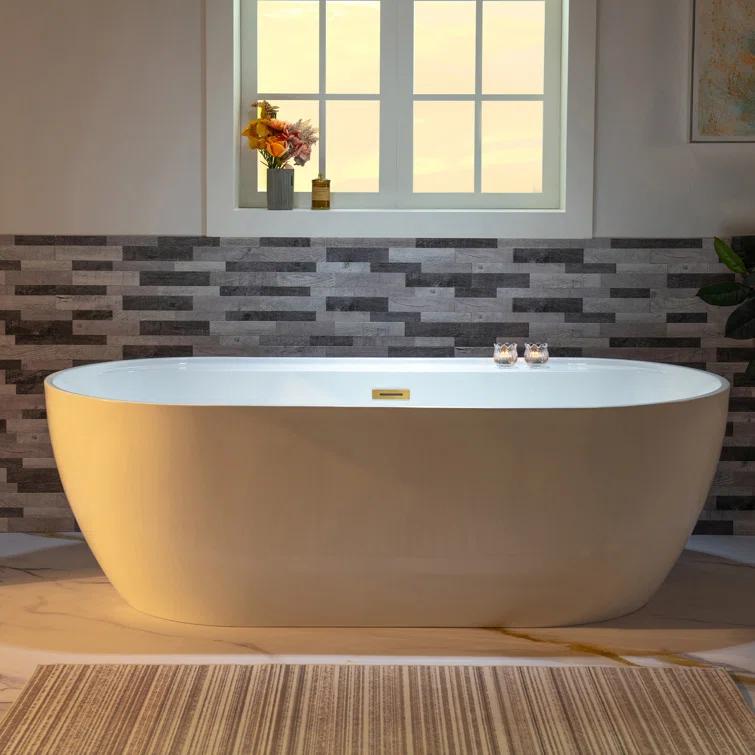 67" x 31.5" Freestanding Soaking Acrylic Bathtub