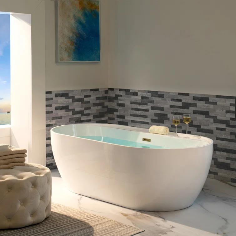 67" x 31.5" Freestanding Soaking Acrylic Bathtub