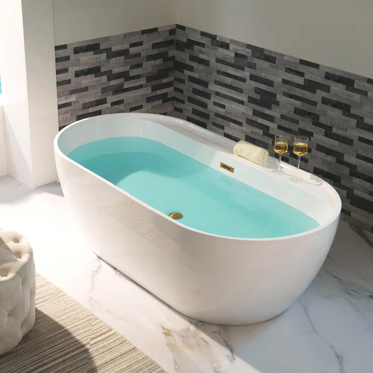 67" x 31.5" Freestanding Soaking Acrylic Bathtub