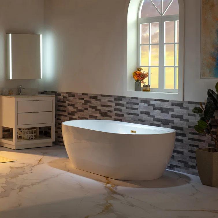 67" x 31.5" Freestanding Soaking Acrylic Bathtub
