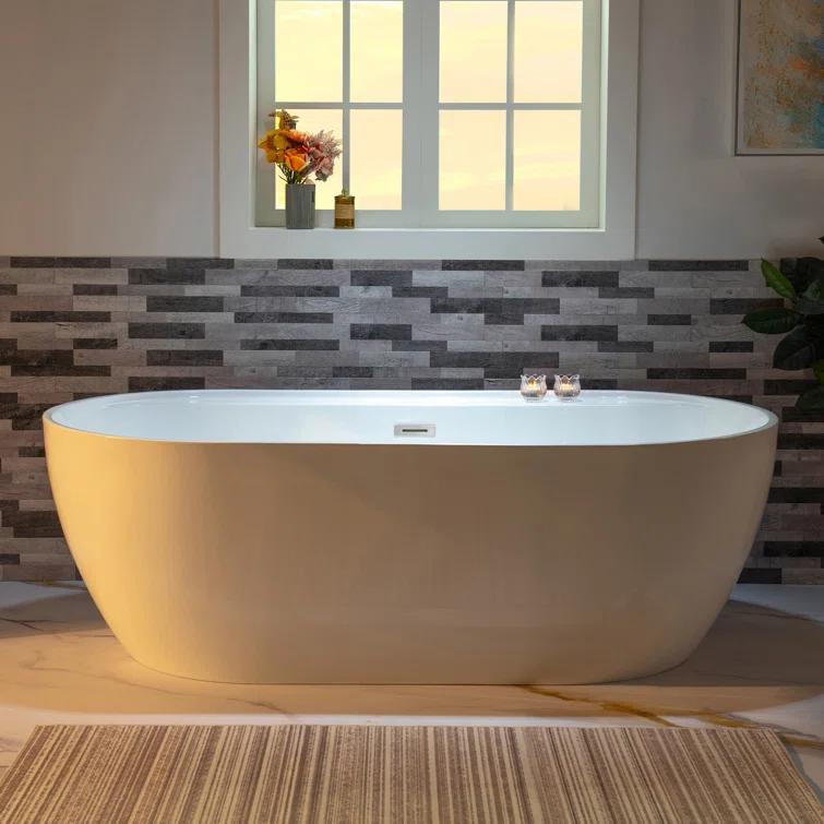 67" x 31.5" Freestanding Soaking Acrylic Bathtub