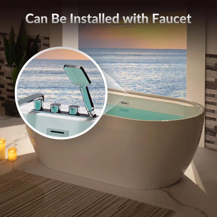 67" x 31.5" Freestanding Soaking Acrylic Bathtub
