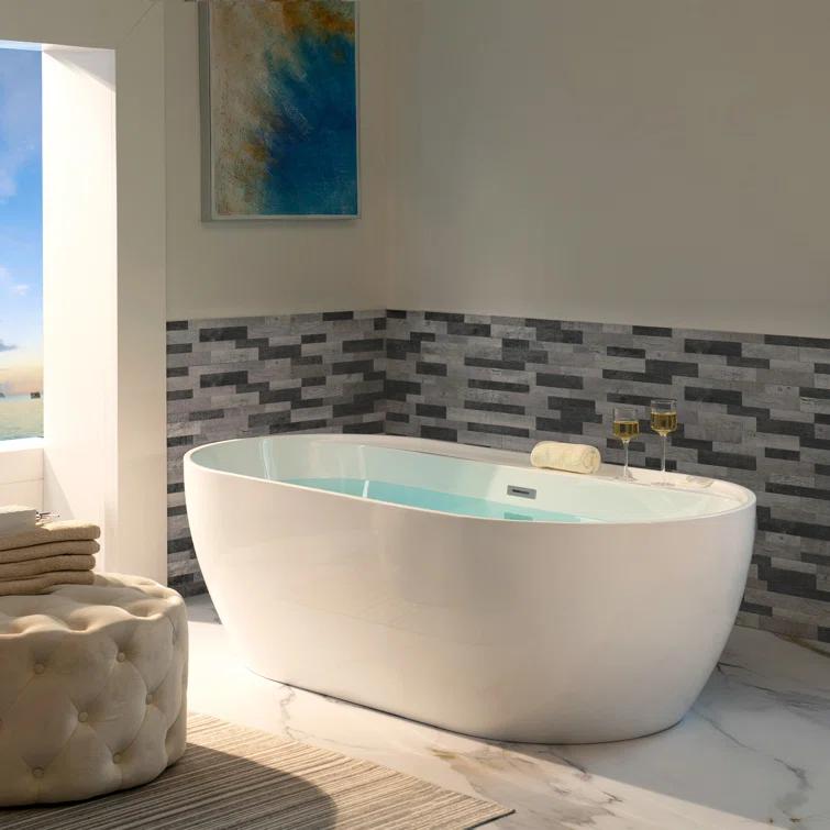 67" x 31.5" Freestanding Soaking Acrylic Bathtub