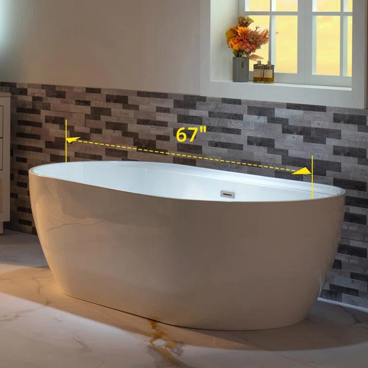 67" x 31.5" Freestanding Soaking Acrylic Bathtub