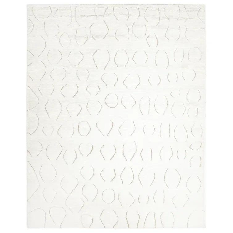 Abstract Area Rug in Ivory/Black