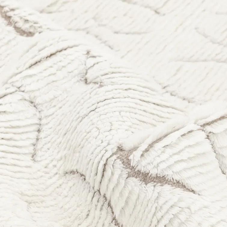 Abstract Area Rug in Ivory/Black
