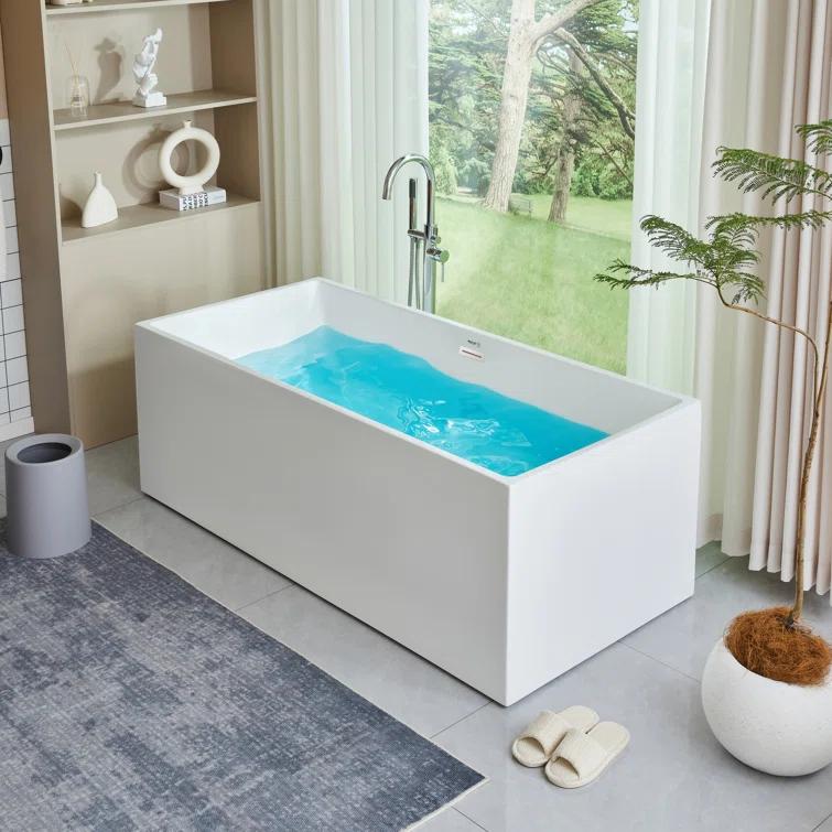 67" x 32" Freestanding Soaking Acrylic Bathtub