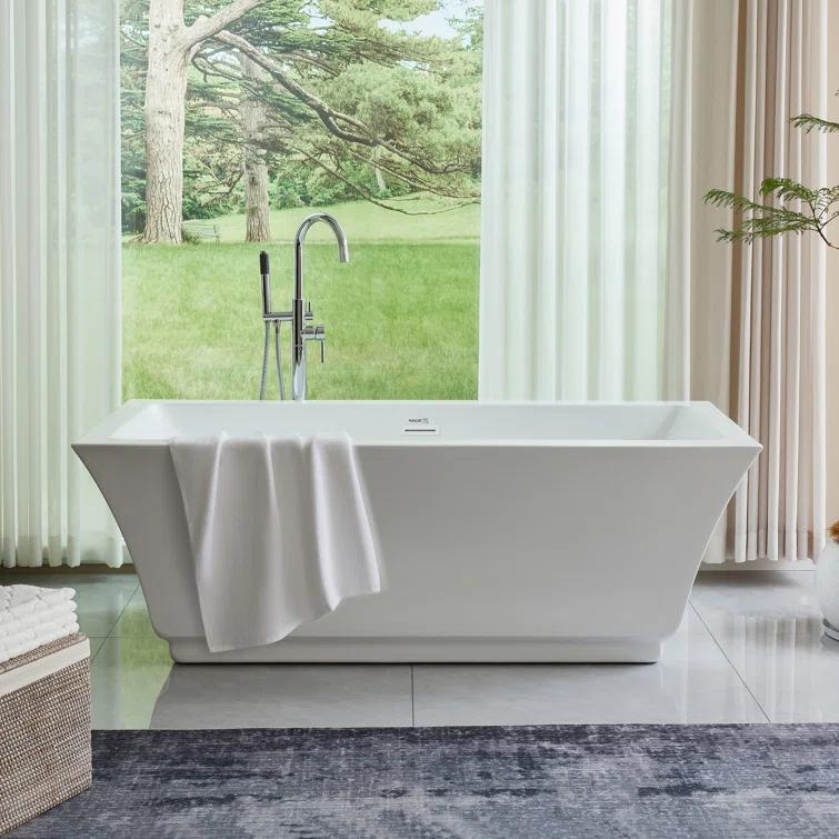 Orion 59'' x 30'' Freestanding Soaking Acrylic Bathtub