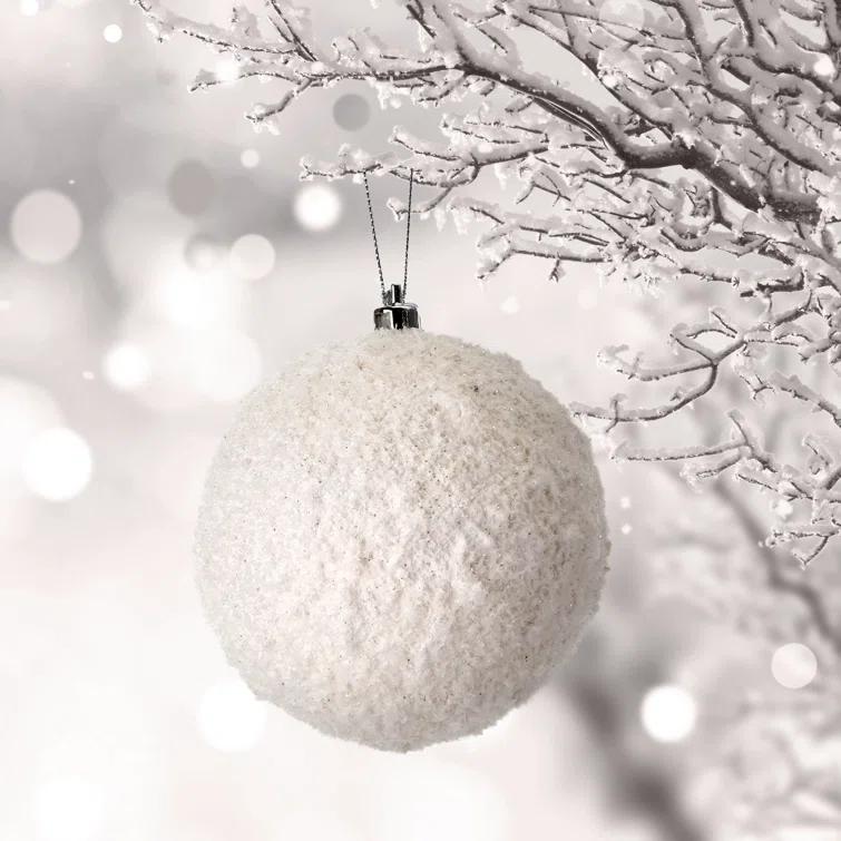 Regency International 4" Frosted Texture Snowball Ornament Set of 6 (Set of 6)