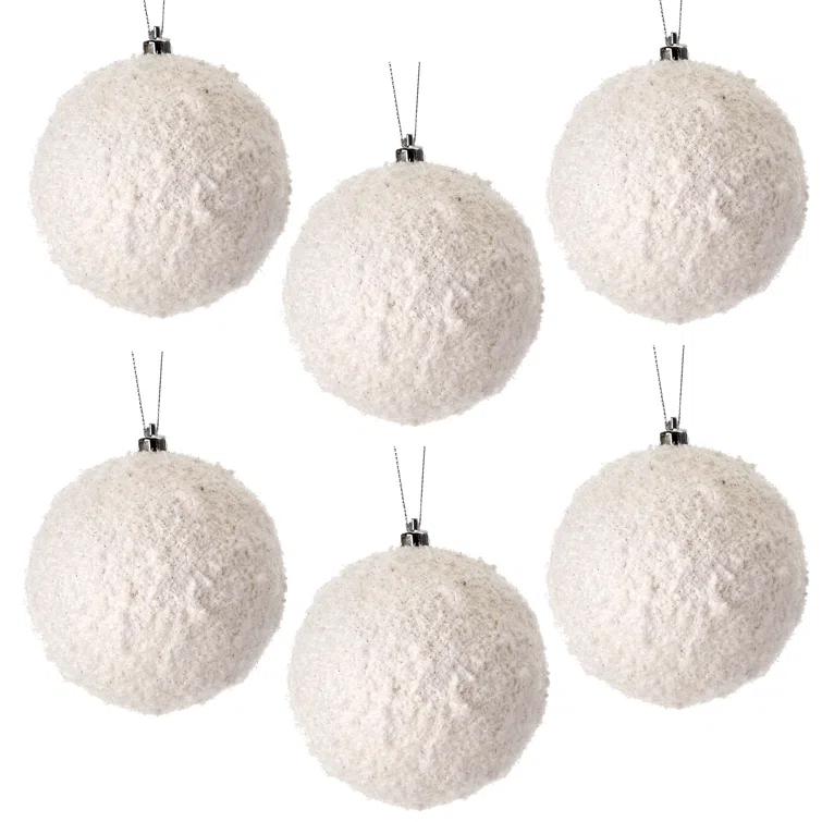 Regency International 4" Frosted Texture Snowball Ornament Set of 6 (Set of 6)