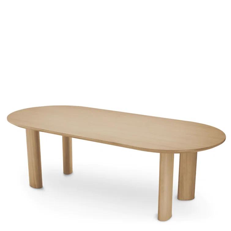Natural Oak Asymmetrical Leg Dining Table