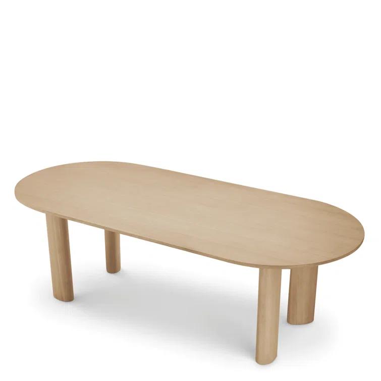 Natural Oak Asymmetrical Leg Dining Table